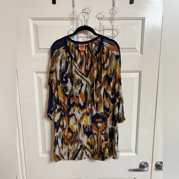 Tory Burch 100% Silk Meyer Lightweight Multicolor Long Sleeve Tunic - Picture 1 of 6